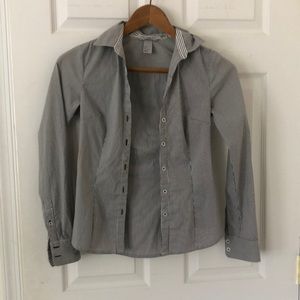 Blue White Striped Button Down